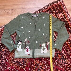 Vintage Zip Snowman Cardigan